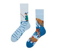 Dedoles Unisex Socks for Women, Men & Kids Cotton Funny Designs Football Bicycle Horses Plants Firefighter Gift Mismatched, Design: Fisherman's World, Colour: Blue, Size: 5-7.5 W / 6-8 M UK