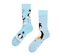 Dedoles Unisex Socks for Women, Men & Kids Cotton Funny Designs Football Bicycle Horses Plants Firefighter Gift Mismatched, Design: Playful Penguin, Colour: Blue, Size: 3-5 M / 2-4,5 W UK