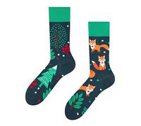 Dedoles Unisex Socks for Women, Men & Kids Cotton Funny Designs Football Bicycle Horses Plants Firefighter Gift Mismatched, Design: Night Fox, Colour: Green, Size: 3-5 M / 2-4,5 W UK