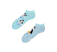 Dedoles Unisex Socks for Women, Men & Kids Cotton Funny Designs Football Bicycle Horses Plants Firefighter Gift Mismatched, Design: Playful Penguin, Colour: Blue, Size: 5-7.5 W / 6-8 M UK