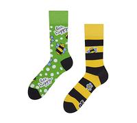 Dedoles Unisex Socks for Women, Men & Kids Cotton Funny Designs Football Bicycle Horses Plants Firefighter Gift Mismatched, Design: Bee Happy, Colour: Yellow, Size: 3-5 M / 2-4,5 W UK
