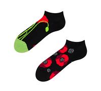 Dedoles Unisex Socks for Women, Men & Kids Cotton Funny Designs Football Bicycle Horses Plants Firefighter Gift Mismatched, Design: Poppy Blossom, Colour: Black, Size: 3-5 M / 2-4,5 W UK