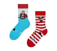 Dedoles Unisex Socks for Women, Men & Kids Cotton Funny Designs Football Bicycle Horses Plants Firefighter Gift Mismatched, Design: Pirate Adventure, Colour: Red, Size: 6-8K UK