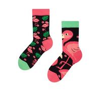 Dedoles Unisex Socks for Women, Men & Kids Cotton Funny Designs Football Bicycle Horses Plants Firefighter Gift Mismatched, Design: Pink Flamingos, Colour: Black, Size: 6-8K UK