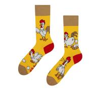 Dedoles Unisex Socks for Women, Men & Kids Cotton Funny Designs Football Bicycle Horses Plants Firefighter Gift Mismatched, Design: Chicken or the Egg, Colour: Yellow, Size: 5-7.5 W / 6-8 M UK
