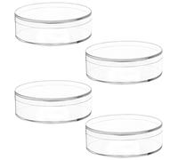 Dedoot 4 Pack Small Plastic Storage Box with Lid, 3.1x1.1 Inch Round Clear Containers Box for Candy Pill and Tiny Jewelry