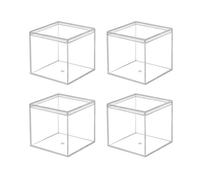 dedoot Clear Acrylic Boxes Small Plastic Square Cube, 4 Pack Small Plastic Storage Box with Lid, 2.2x2.2x2.2 Inch /55x55x55mm Square Clear Containers Box for Candy Pill and Tiny Jewelry