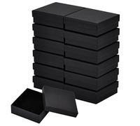 dedoot Kraft Paper Gift Box, Pack of 12 3.54x3.54x1.2 Inch Black Jewelry Boxes Bulk Earring Box with Velvet Small Square Gift Box Bulk for Necklace, Ring, Gifts