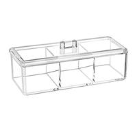 dedoot Plastic Drawer Organizer, Clear Acrylic Vanity Desk Storage and Organizer, 3 Compartment Make Up Holder with Lid Bathroom Display Storage Container for Jewelry, Small Items, 9.17x3.7X3.46 Inch