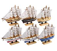 Dedoot Wooden Sailboat 6 Pack Miniature Sailboat Model Ship Nautical Decor Tabletop Decorative Ornament, 5.5x5x1.2 Inch