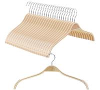 DEDU Wooden Hangers Lightweight 24 Pack, Coat Hangers for Closet Space Saving, Slim Suit Hangers Wood with Soft Rubber Non Slip Strip for Wamisole, Wedding Dress, Sweater (Natural Finish)