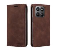 DEDUX Case Compatible with Honor 400 Smart/Honor X7d, RFID Blocking Magnetic Leather Flip Cover Credit Card Holder Folio Phone Case. Dark brown