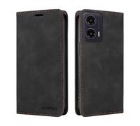 DEDUX Case Compatible with Motorola Moto G35 5G, RFID Blocking Magnetic Leather Flip Cover Credit Card Holder Folio Phone Case. Black