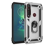 DEDUX Case Compatible with Motorola Moto G8 Plus, [Tough Armor Series] Rugged Anti-Scratch PC back panel + TPU + Foldable holder.silver