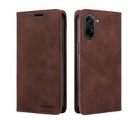 DEDUX Case Compatible with OnePlus Nord CE5 5G, RFID Blocking Magnetic Leather Flip Cover Credit Card Holder Folio Phone Case. Dark brown