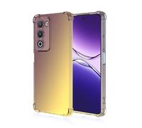DEDUX Case Compatible with Oppo A5 5G/4G, Gradient Color Four Corner Reinforcement Shockproof Tpu Crystal Clear Protective Phone Case Cover (Black/Gold)