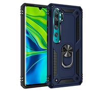 Dedux Case Compatible with Xiaomi Mi Note 10/10 Pro, [Tough Armor Series] Rugged Anti-Scratch PC back panel + TPU + Foldable holder. Navy