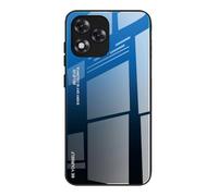 DEDUX Case for Honor 400 Lite, Gradient Tempered Glass Back Case and Shockproof Silicone Tpu Protective Phone Case Cover (Blue/Black)