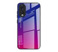 DEDUX Case for Honor 90, Gradient Tempered Glass Back Case and Shockproof Silicone Tpu Protective Phone Case Cover (Blue/red)