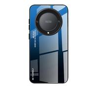 DEDUX Case for Honor Magic 6 Lite 5G (Magic6 Lite) / X9b, Gradient Tempered Glass Back Case and Shockproof Silicone Tpu Protective Phone Case Cover (Blue/Black)
