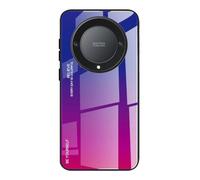 DEDUX Case for Honor Magic 6 Lite 5G (Magic6 Lite) / X9b, Gradient Tempered Glass Back Case and Shockproof Silicone Tpu Protective Phone Case Cover (Blue/red)