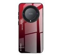 DEDUX Case for Honor Magic 6 Lite 5G (Magic6 Lite) / X9b, Gradient Tempered Glass Back Case and Shockproof Silicone Tpu Protective Phone Case Cover (Red/Black)