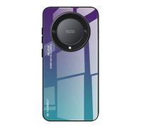 DEDUX Case for Honor Magic 6 Lite 5G (Magic6 Lite) / X9b, Gradient Tempered Glass Back Case and Shockproof Silicone Tpu Protective Phone Case Cover (Purple/Green)
