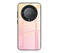 DEDUX Case for Honor Magic 6 Lite 5G (Magic6 Lite) / X9b, Gradient Tempered Glass Back Case and Shockproof Silicone Tpu Protective Phone Case Cover (Gold/Pink)