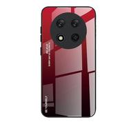 DEDUX Case for Honor Magic 7 Lite 5G (Magic7 Lite) / X9c, Gradient Tempered Glass Back Case and Shockproof Silicone Tpu Protective Phone Case Cover (Red/Black)