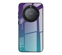 DEDUX Case for Honor Magic5 Lite 5G, Gradient Tempered Glass Back Case and Shockproof Silicone Tpu Protective Phone Case Cover (Purple/Green)