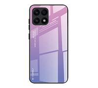 DEDUX Case for Honor X8a, Gradient Tempered Glass Back Case and Shockproof Silicone Tpu Protective Phone Case Cover (Purple)