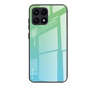 DEDUX Case for Honor X8a, Gradient Tempered Glass Back Case and Shockproof Silicone Tpu Protective Phone Case Cover (Green)
