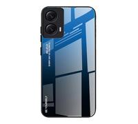 DEDUX Case for Motorola Moto G35 5G, Gradient Tempered Glass Back Case and Shockproof Silicone Tpu Protective Phone Case Cover (Blue/Black)