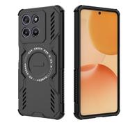 DEDUX Case for Motorola Moto G67 Power, Armor Cooling Holes Phone Case Magnetic Ring Hard PC Silicone Tpu Cover. Black