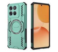 DEDUX Case for Motorola Moto G67 Power, Armor Cooling Holes Phone Case Magnetic Ring Hard PC Silicone Tpu Cover. Green