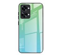 DEDUX Case for OnePlus Nord 2T, Gradient Tempered Glass Back Case and Shockproof Silicone Tpu Protective Phone Case Cover (Green)