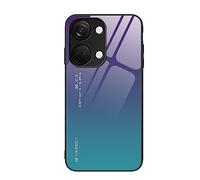DEDUX Case for OnePlus Nord 3 5G, Gradient Tempered Glass Back Case and Shockproof Silicone Tpu Protective Phone Case Cover (Purple/Green)