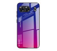 DEDUX Case for OnePlus Nord 4 5G, Gradient Tempered Glass Back Case and Shockproof Silicone Tpu Protective Phone Case Cover (Blue/red)
