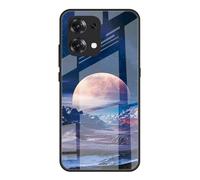 DEDUX Case for Oppo A6 Pro 4G/5G, Moon Starry Sky Tempered Glass Back Case + Shockproof Silicone Tpu Frame Protective Phone Case Cover. Moonlight