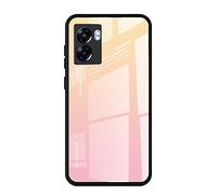 DEDUX Case for Oppo A77 5G, Gradient Tempered Glass Back Case and Shockproof Silicone Tpu Protective Phone Case Cover (Gold/Pink)