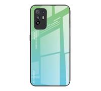 Dedux Case for Oppo A94 5G / Oppo Reno5 Z 5G, Gradient Tempered Glass Back Case and Shockproof Silicone Tpu Protective Phone Case Cover (Green)