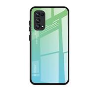 Dedux Case for Oppo Find X3 Lite, Gradient Tempered Glass Back Case and Shockproof Silicone Tpu Protective Phone Case Cover (Green)