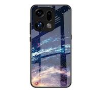 DEDUX Case for Oppo Find X9, Moon Starry Sky Tempered Glass Back Case + Shockproof Silicone Tpu Frame Protective Phone Case Cover. Cosmic Stars