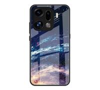 DEDUX Case for Oppo Find X9 Pro, Moon Starry Sky Tempered Glass Back Case + Shockproof Silicone Tpu Frame Protective Phone Case Cover. Cosmic Stars