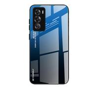 DEDUX Case for Oppo Reno 12 Pro 5G (Reno12 Pro), Gradient Tempered Glass Back Case and Shockproof Silicone Tpu Protective Phone Case Cover (Blue/Black)