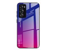 DEDUX Case for Oppo Reno 12 Pro 5G (Reno12 Pro), Gradient Tempered Glass Back Case and Shockproof Silicone Tpu Protective Phone Case Cover (Blue/red)