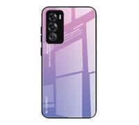 DEDUX Case for Oppo Reno 12 Pro 5G (Reno12 Pro), Gradient Tempered Glass Back Case and Shockproof Silicone Tpu Protective Phone Case Cover (Purple)