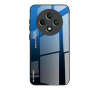 DEDUX Case for Oppo Reno 12F 4G / Reno 12 FS 5G / Reno12 F 5G, Gradient Tempered Glass Back Case and Shockproof Silicone Tpu Protective Phone Case Cover (Blue/Black)
