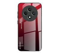 DEDUX Case for Oppo Reno 12F 4G / Reno 12 FS 5G / Reno12 F 5G, Gradient Tempered Glass Back Case and Shockproof Silicone Tpu Protective Phone Case Cover (Red/Black)