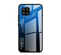 Dedux Case for Samsung Galaxy A42 5G, Gradient Tempered Glass Back Case and Shockproof Silicone Tpu Protective Phone Case Cover (Blue/Black)